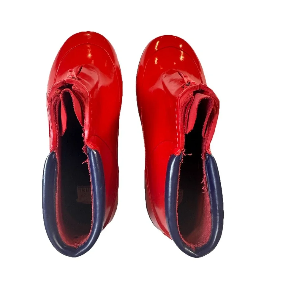 Sorel Little Drizzle Short Rain Boots Lil‎ Kids Sz 3 Red Rubber Front Zip Unisex